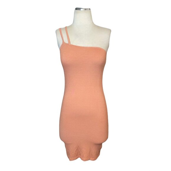 Enza Costa Silk Rib Asymmetrical Mini Dress in Peach Beige XSmall New Womens - Picture 5 of 13